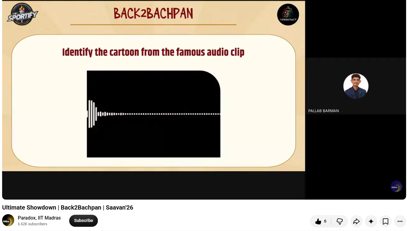 Tesseract Back2Bachpan event recording with an interactive audio quiz